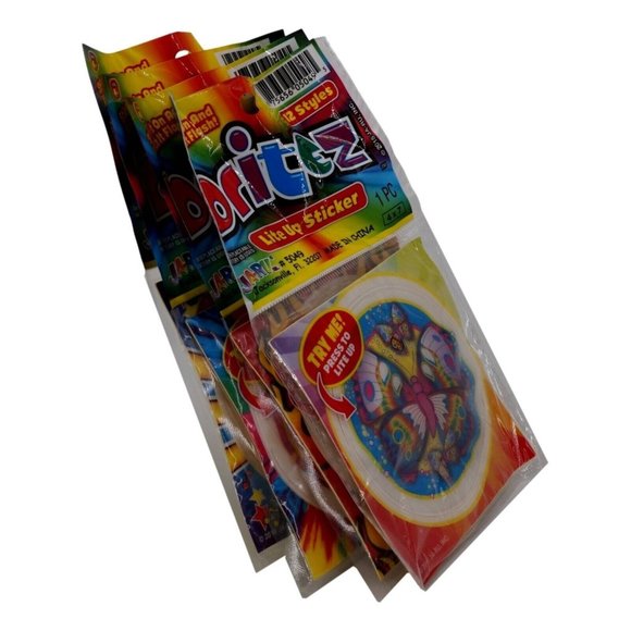 Ja-Ru Britez Lite Up Sticker Lot of 4 Hot Stuff RockNRoll Butterfly Party Favors - Picture 3 of 6